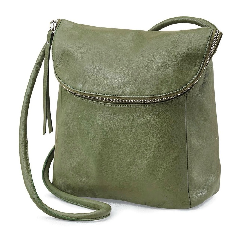 Curved Zip Leather Bag